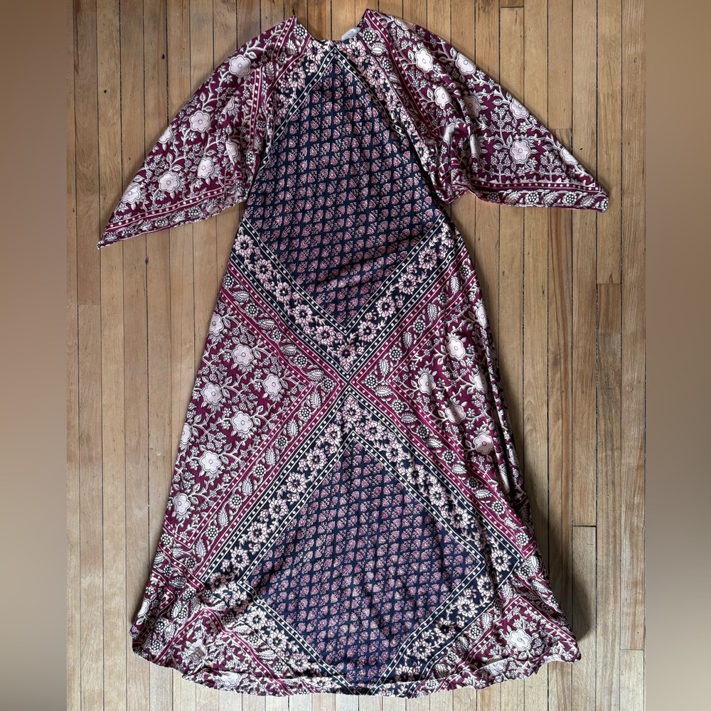 Vintage 70s Indian Blockprint dress one size OS excellent condition boho hippie